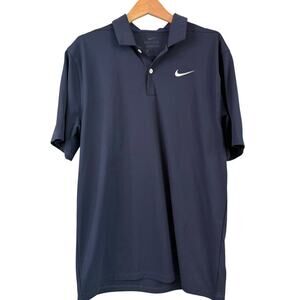 Nike Dri-Fit Polo Shirt Short Sleeve Men's Medium Golf White Swoosh Standard Fit